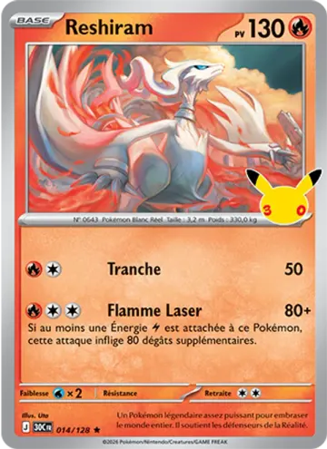 Carte Reshiram — 30ᵉ Anniversaire